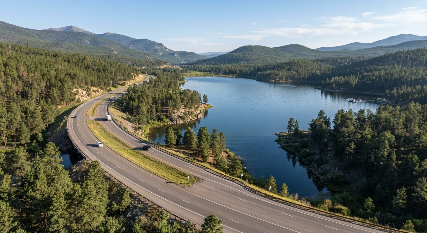Highway through open country